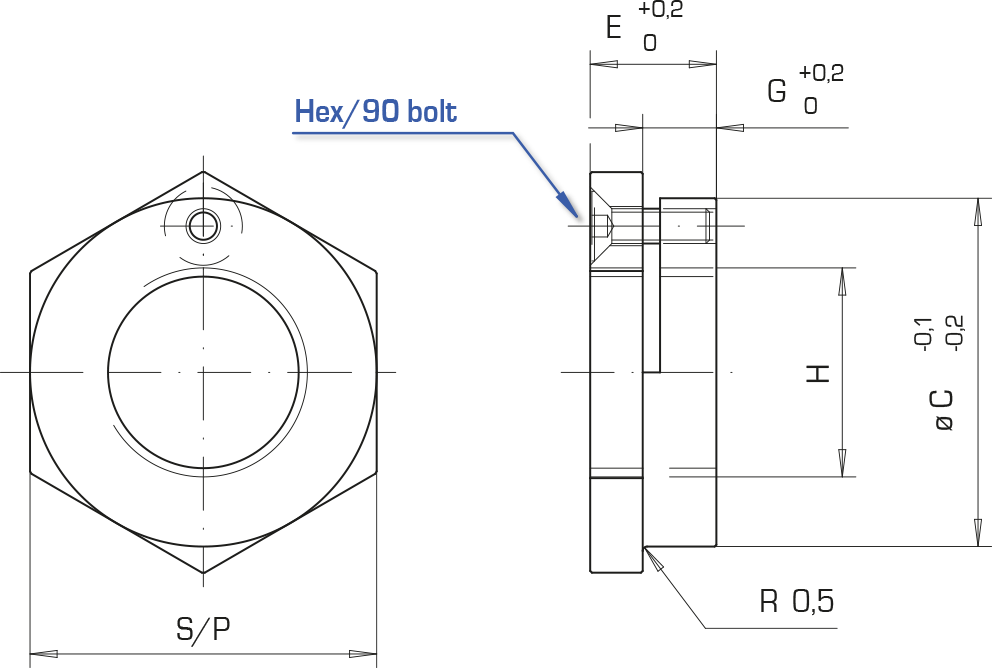 Nut for clamp type P31 and P41 with 15° taper : Swing clamps with helical rotation - Quiri