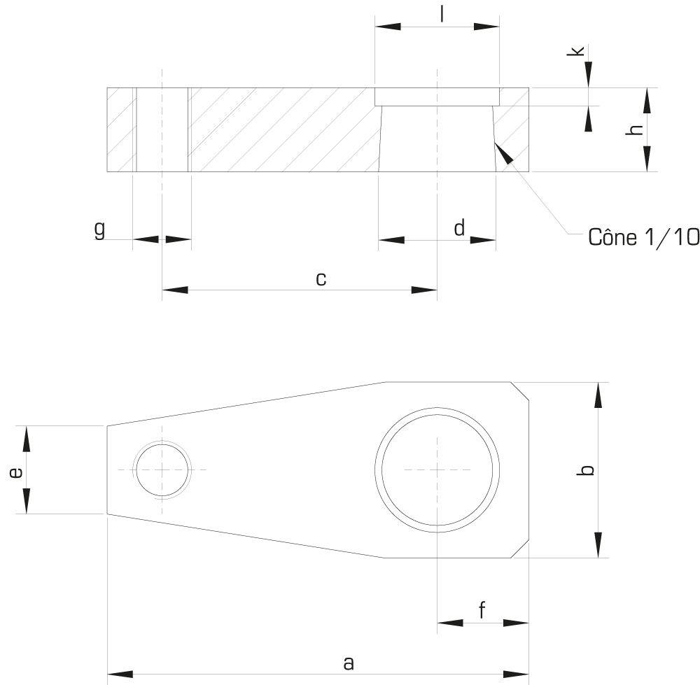 Bras de serrage moyen – tige avec cône : 1:10 pour vérin pivotant taille : 15 – 25 – 35 – 45 BMK : Vérin pivotant avec course de rotation - Quiri - 2