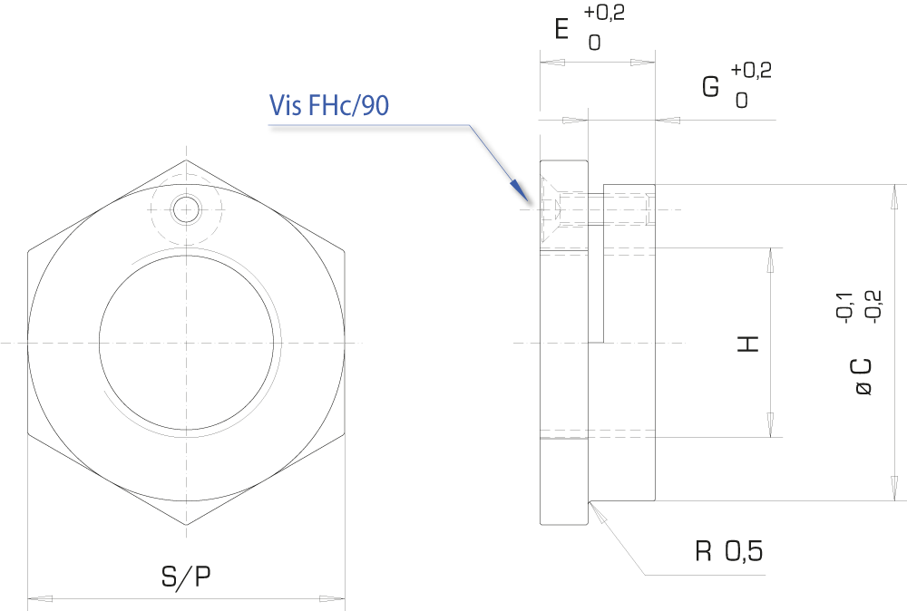 Ecrou pour vérin de type P31 et P41 : Vérin pivotant avec course de rotation - Quiri