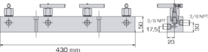 Blocs de distribution 700 bar – Orifices 3/8’’ NPT – avec robinets de sectionnement : Distribution et accessoires - Quiri - 3