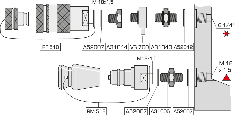 Couplers fitted on QUIRI 500 double acting cylinders : Lifting equipments - Quiri - 2