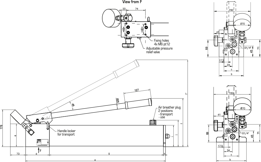 Single acting light alloy hand pumps, 2 speeds 700 bar QMS